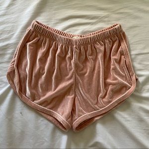 Velvet pink shorts from Brandy